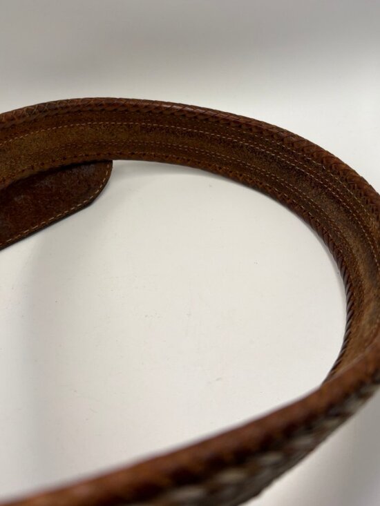 Vintage Southwestern Western Belt Braided Leather Engraved Buckle Boho Cowgirl main image 8